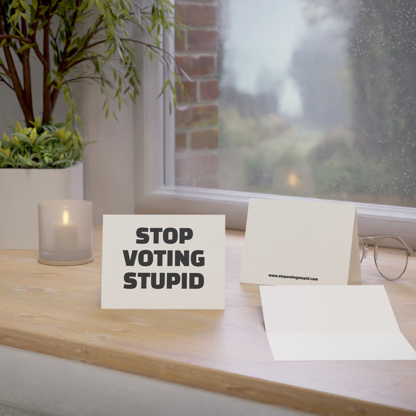 Stop Voting Stupid Activism Card – Single or Set - Black and White