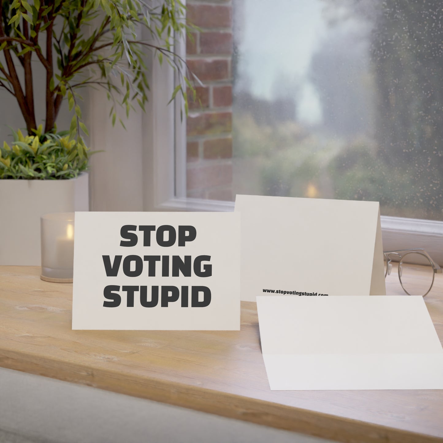 Stop Voting Stupid Activism Card – Single or Set - Black and White