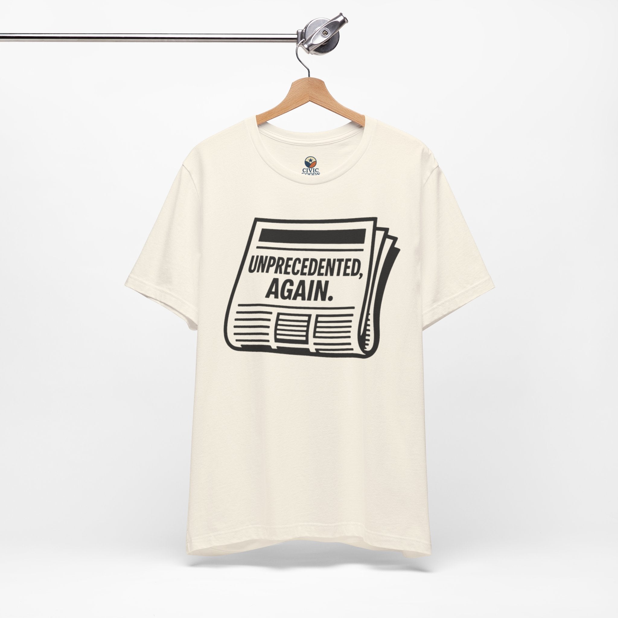 Unprecedented Again tee — Natural- accent — angled hanging
