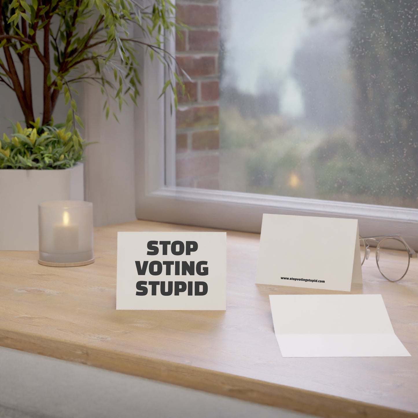 Stop Voting Stupid Activism Card – Single or Set - Black and White