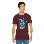 No Bans, Just Books tee  — Maroon  - accent — angled lifestyle
