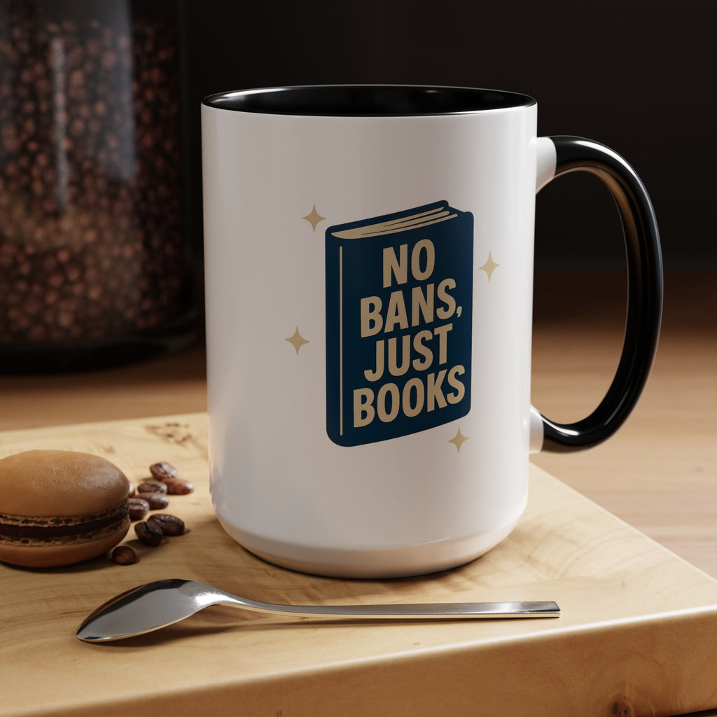 Planet Over Profits mug — 15oz — Black - accent — angled lifestyle
