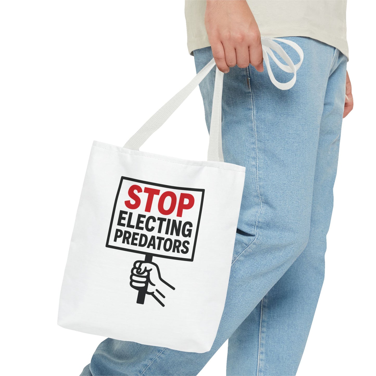Stop Electing Predators – Activist Tote Bag - White