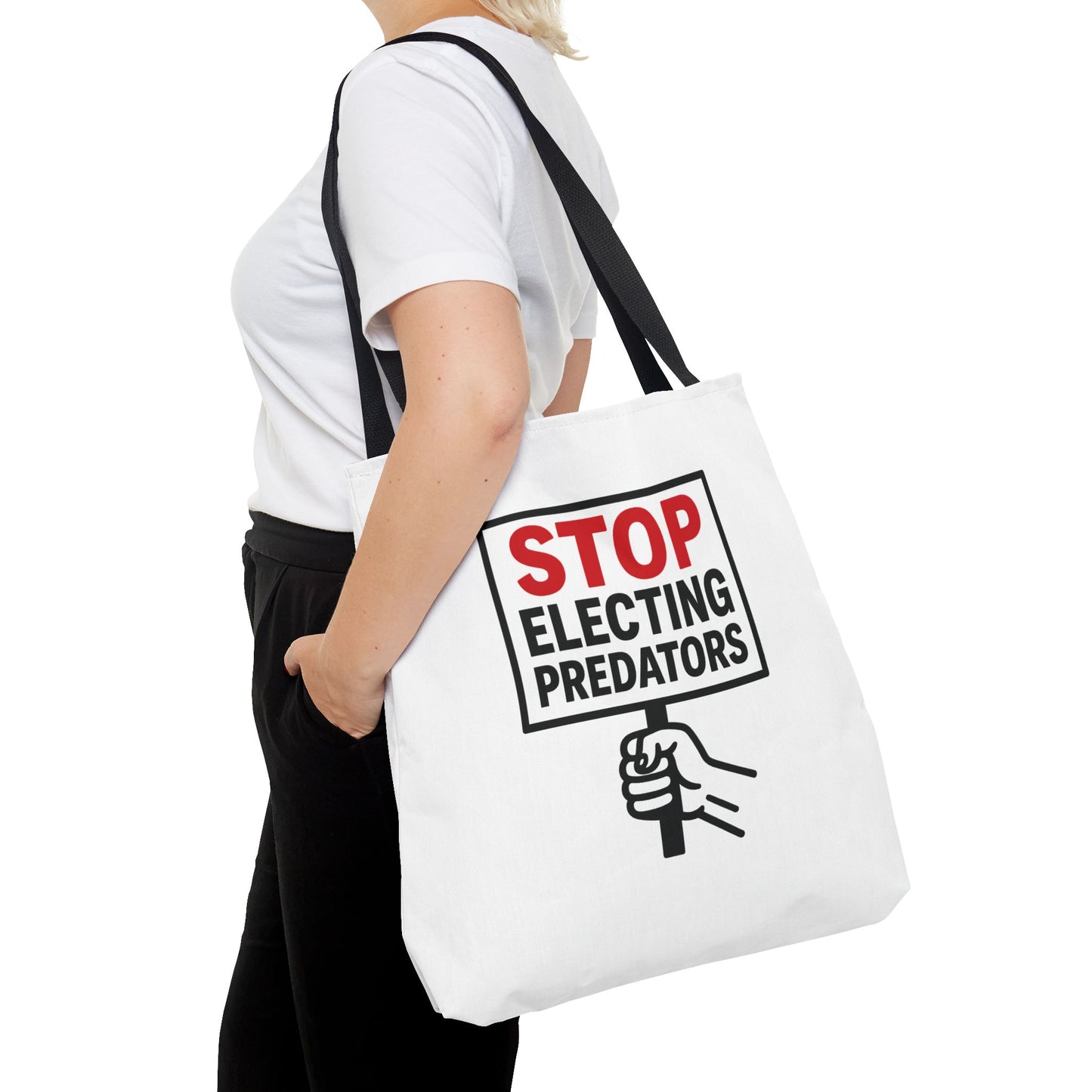 Stop Electing Predators – Activist Tote Bag - White