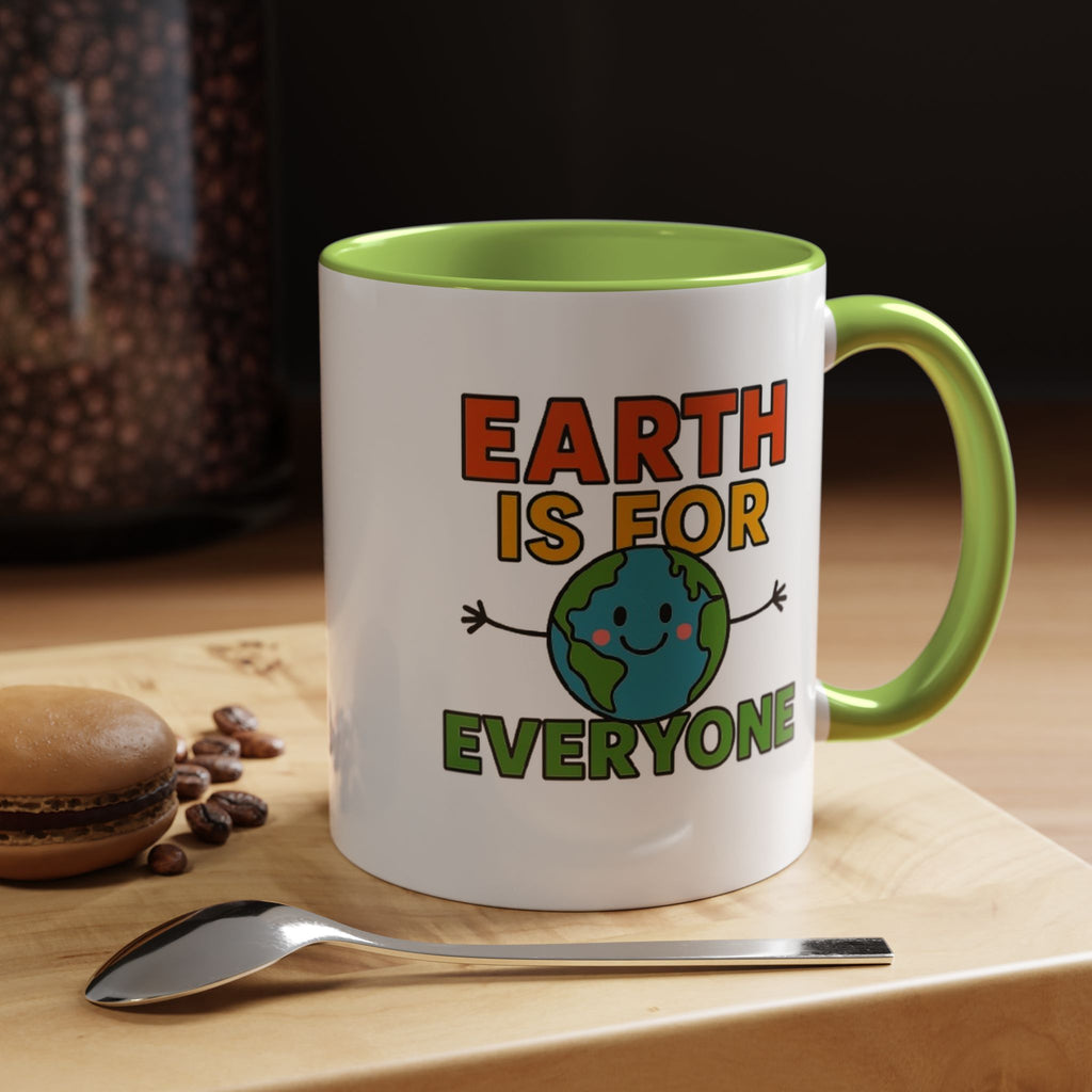 Earth is for Everyone — 11oz — Light Green - accent — angled lifestyle