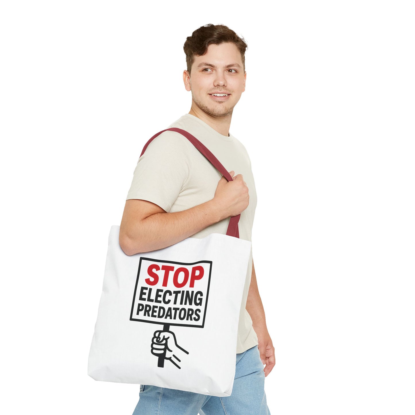 Stop Electing Predators – Activist Tote Bag - White