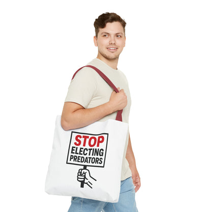 Stop Electing Predators – Activist Tote Bag - White