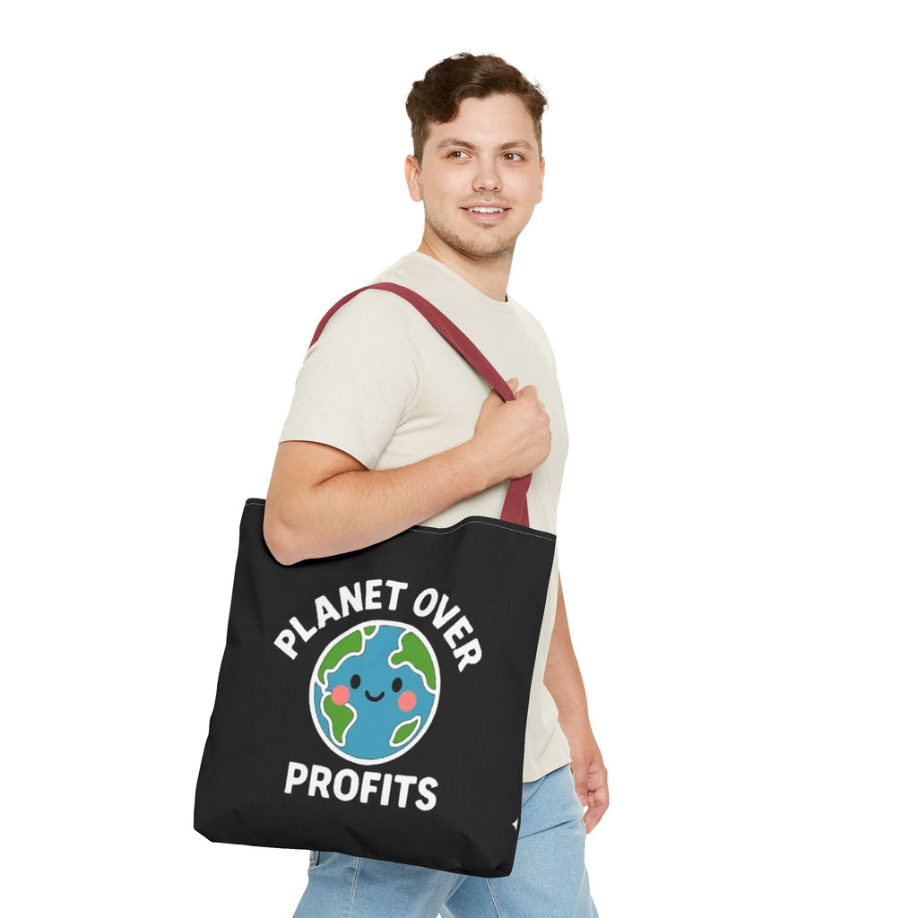 Planet Over Profits Design - Activist Tote Bag (Black) | Civic Goods