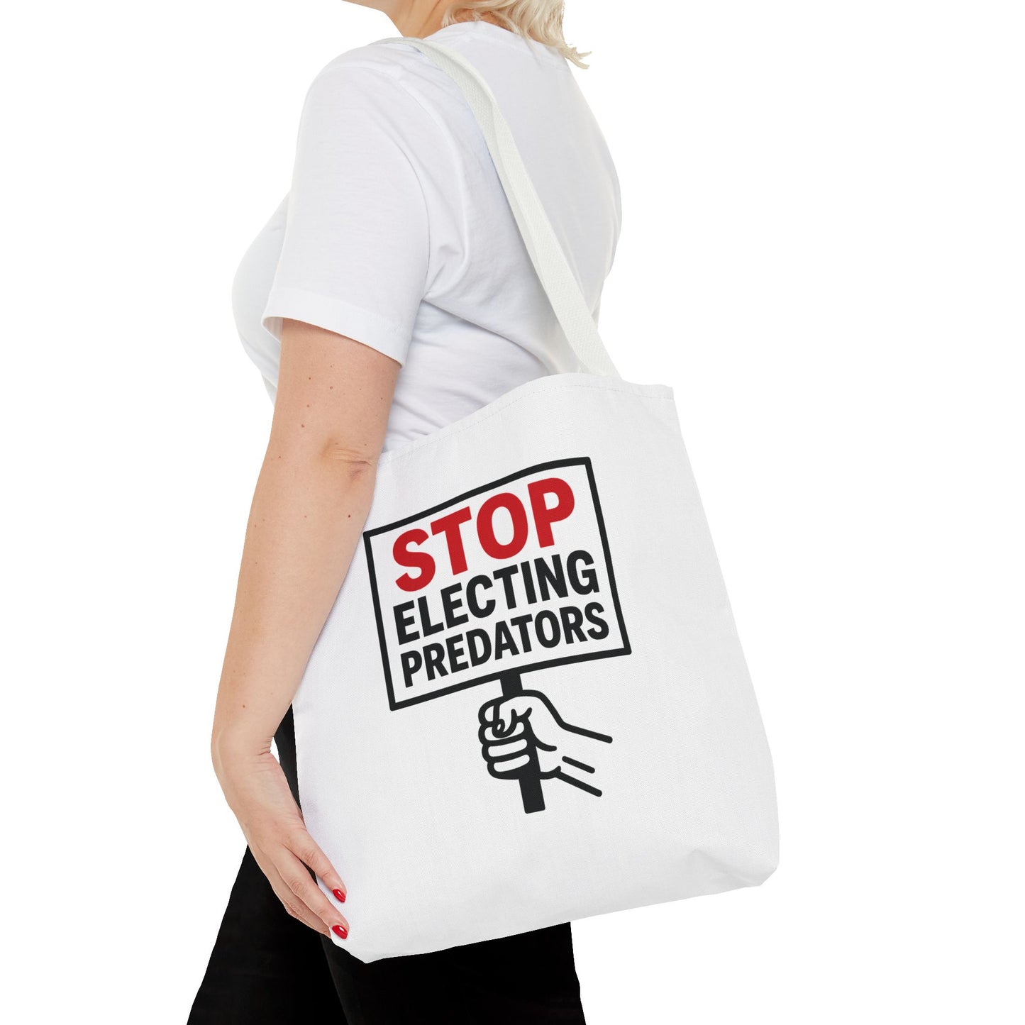 Stop Electing Predators – Activist Tote Bag - White