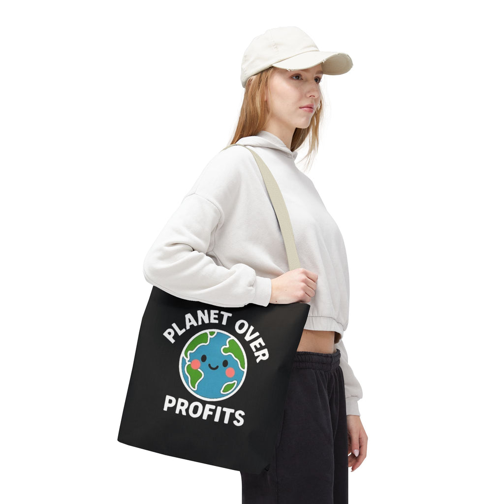 Planet Over Profits Design - Activist Tote Bag (Black) | Civic Goods