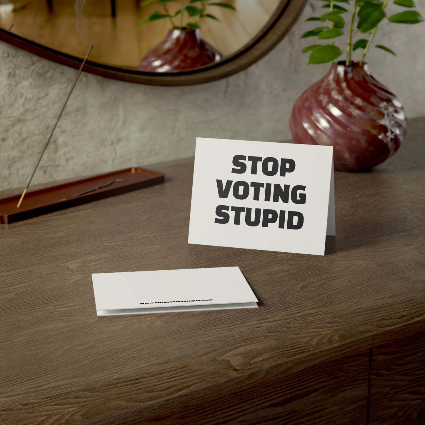 Stop Voting Stupid Activism Card – Single or Set - Black and White
