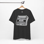 Unprecedented Again tee —  Dark gray Heather -  accent — angled hanging
