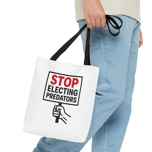 Stop Electing Predators – Activist Tote Bag - White