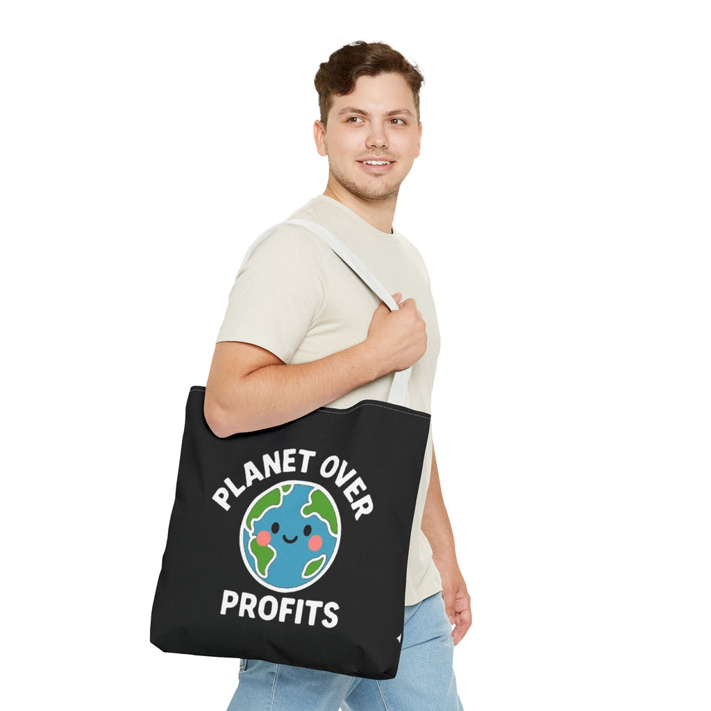 Planet Over Profits Design - Activist Tote Bag (Black) | Civic Goods