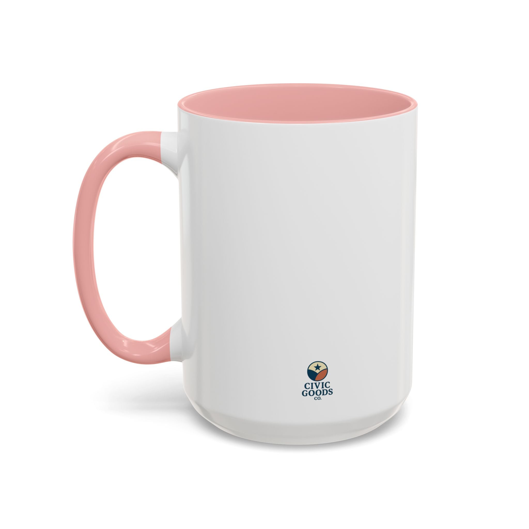 Planet Over Profits mug — 15oz — Pink - accent — angled left side
