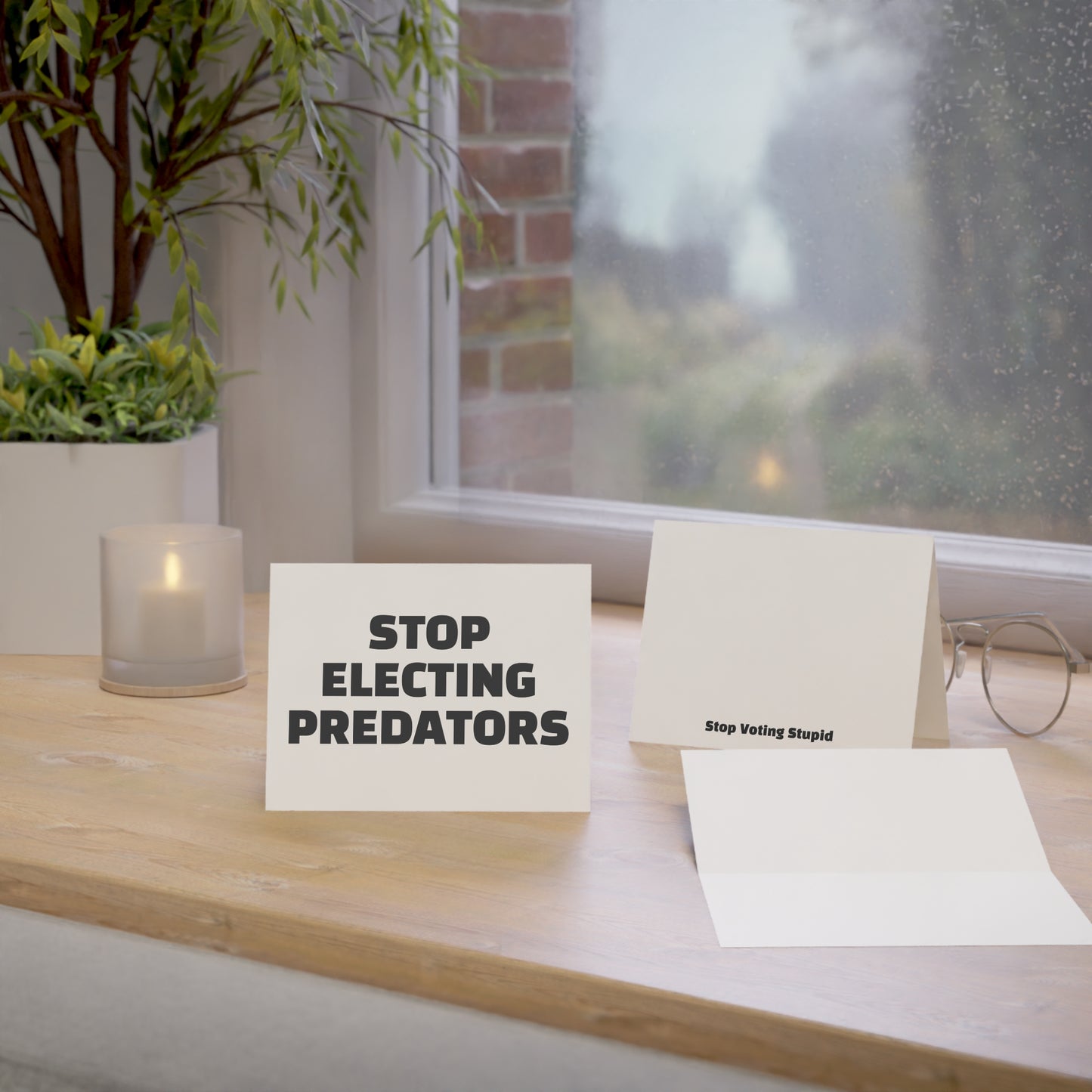 Stop Electing Predators Activism Card – Single or Set - Black and White