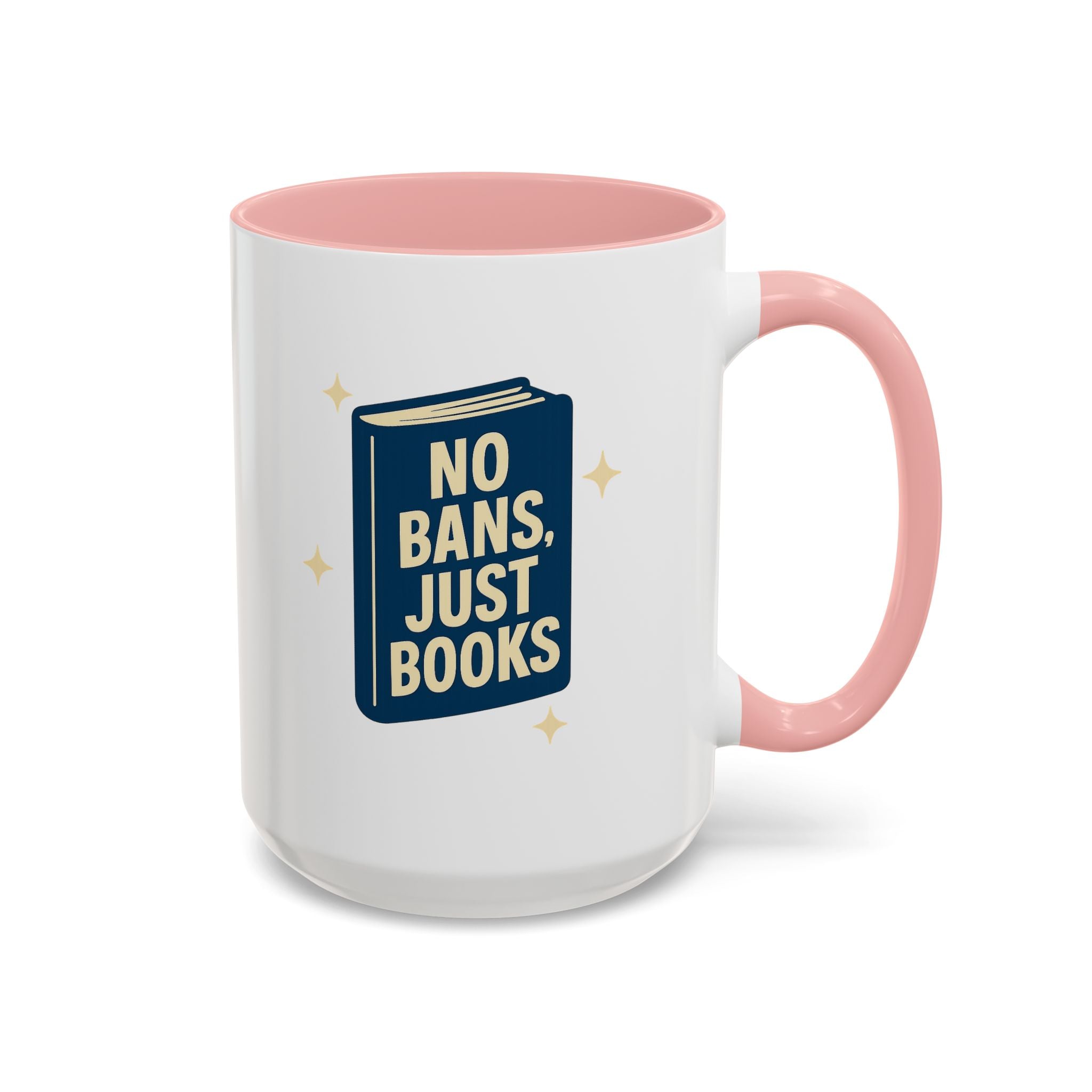 Planet Over Profits mug — 15oz — Pink - accent — angled flat lay
