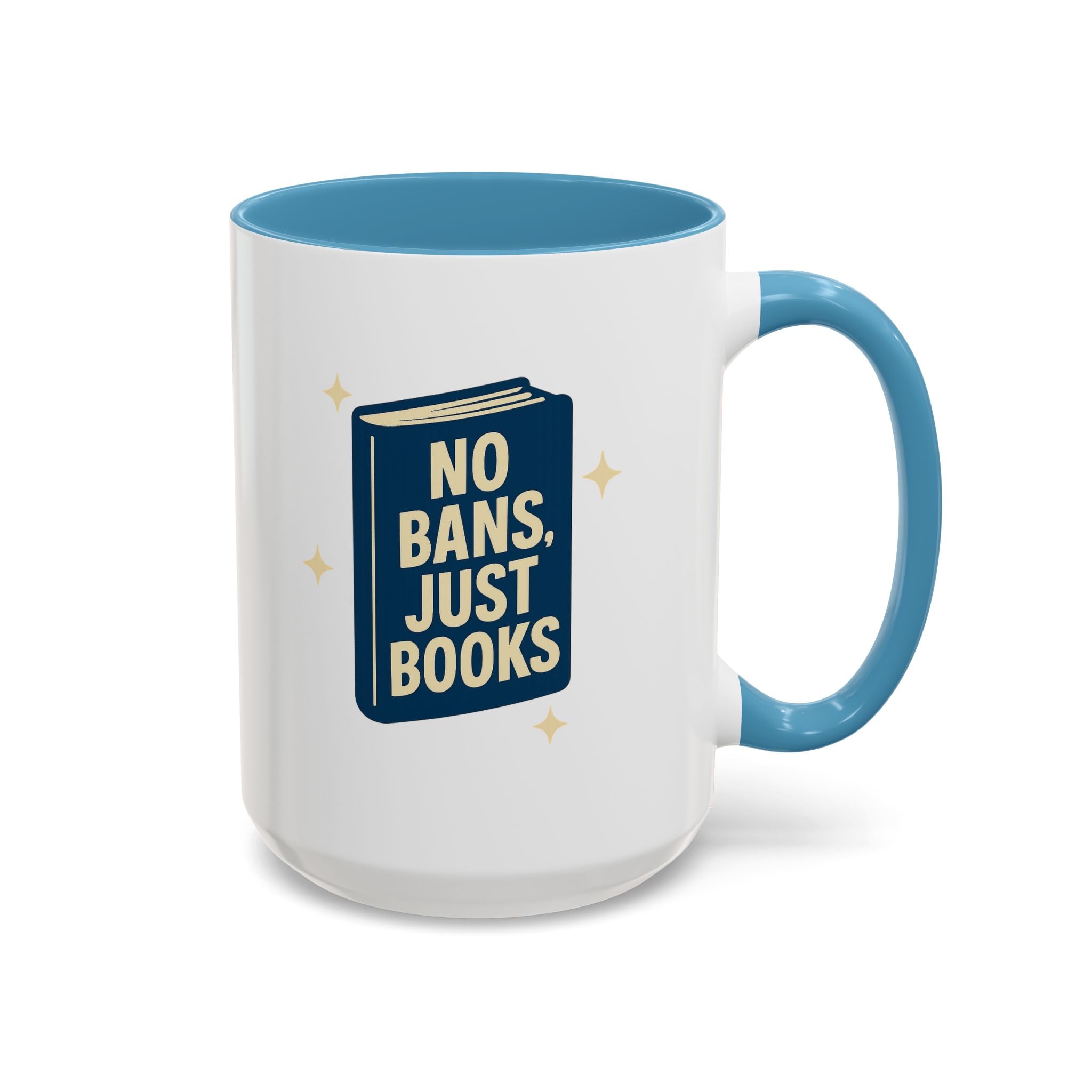 Planet Over Profits mug — 15oz — Light Blue - accent — angled flat lay
