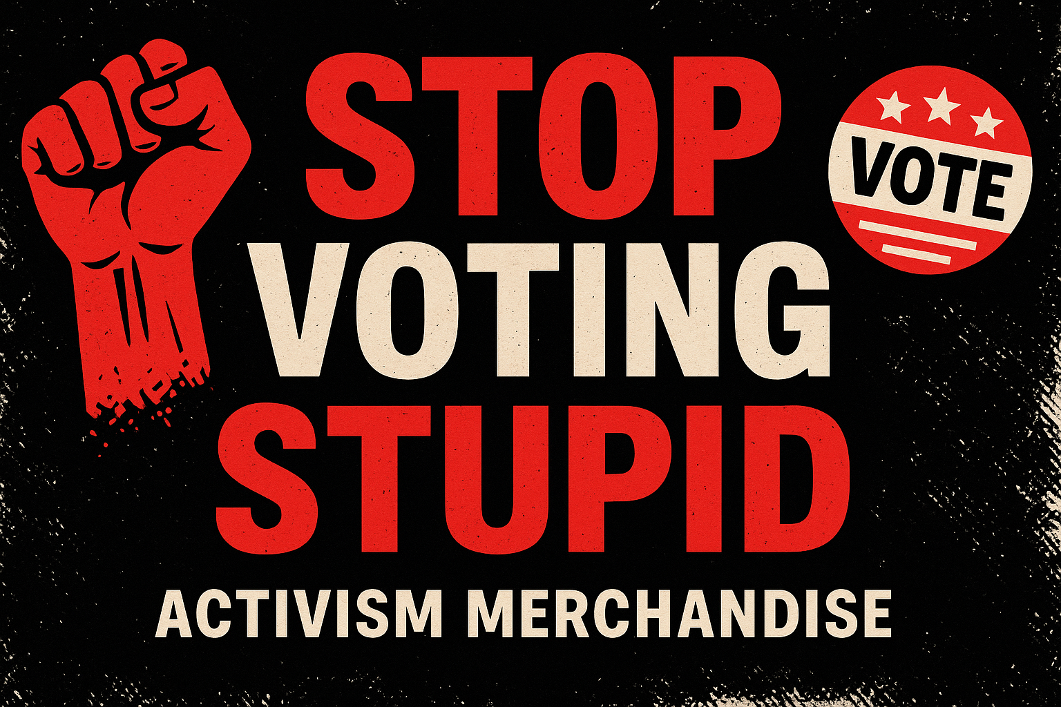 Corrected header image for Stop Voting Stupid activism store